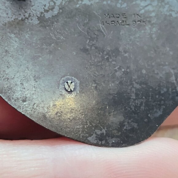 Vtg Judaica Israel 925 Sterling Silver Set Brooch/Pendant & Clip Earrings - Picture 10 of 12